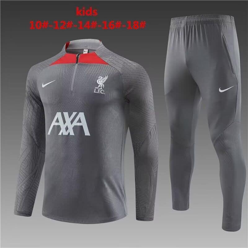 Kids AAA Quality Liverpool 23/24 Grey Soccer Tracksuit