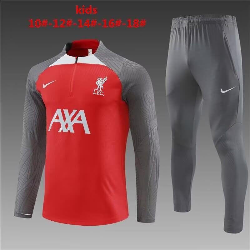 Kids AAA Quality Liverpool 23/24 Red Soccer Tracksuit