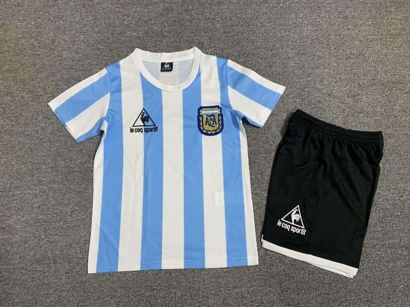 Kids Argentina 1986 Home Soccer Jersey And Shorts