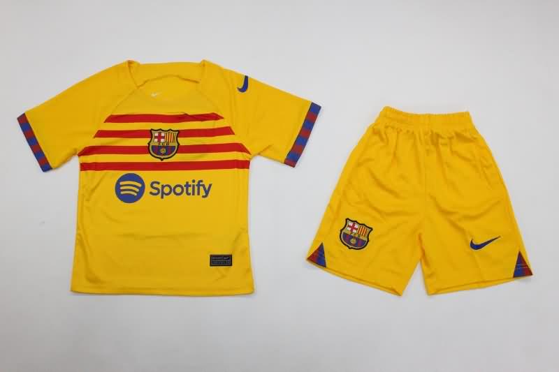 Kids Barcelona 23/24 Fourth Soccer Jersey And Shorts