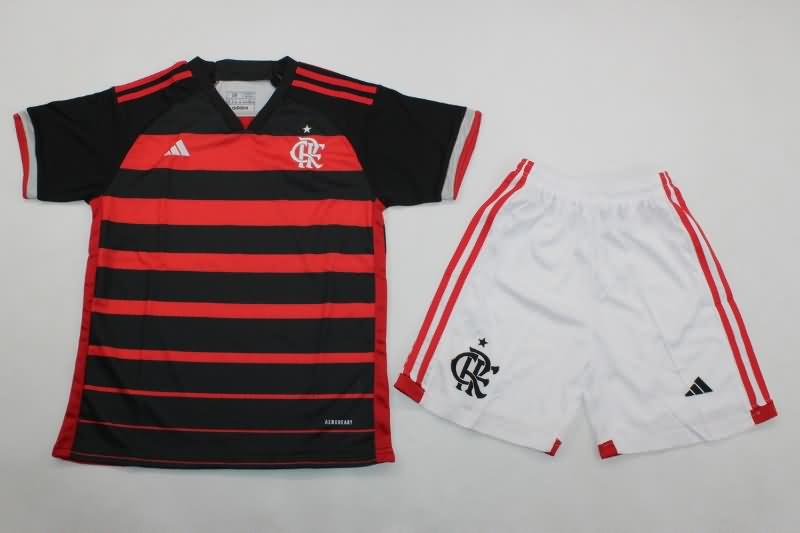 Kids Flamengo 2024 Home Soccer Jersey And Shorts