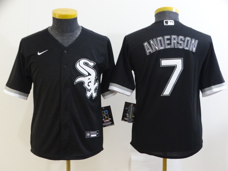 Kids Chicago White Sox Black #7 ANDERSON MLB Jersey