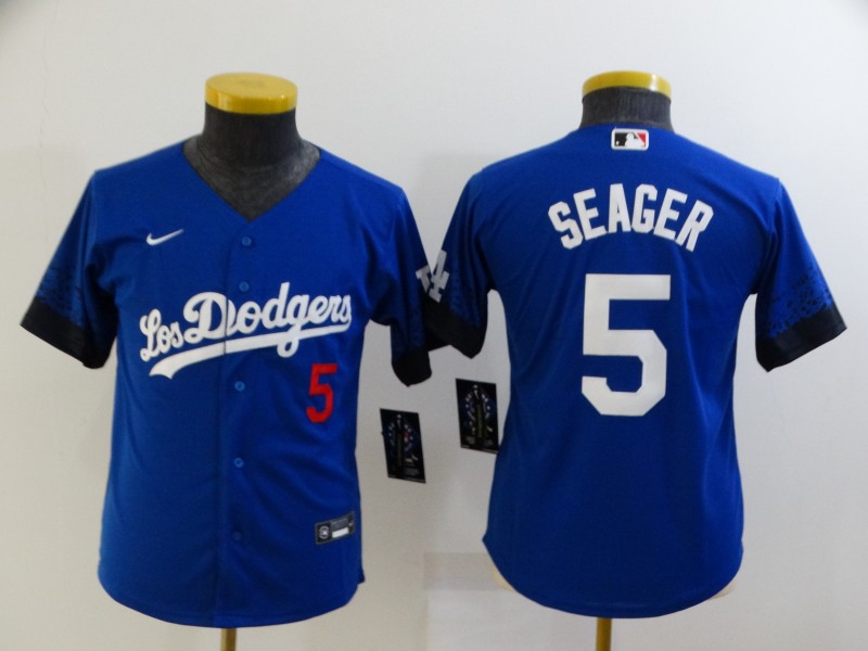 Kids Los Angeles Dodgers Blue #5 SEAGER MLB Jersey