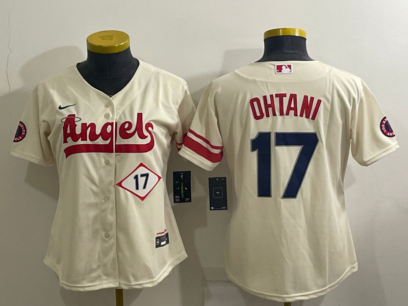 Los Angeles Angels Cream #17 OHTANI Women MLB Jersey 02