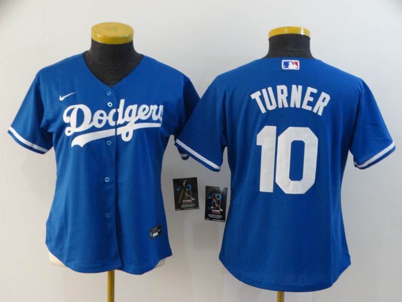 Los Angeles Dodgers #10 TURNER Blue Women MLB Jersey