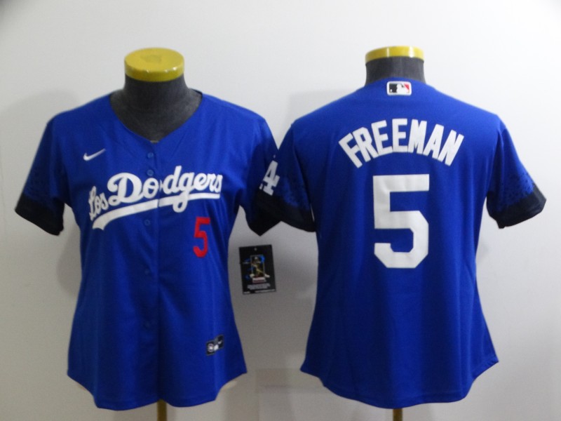 Los Angeles Dodgers Blue #5 FREEMAN Women MLB Jersey
