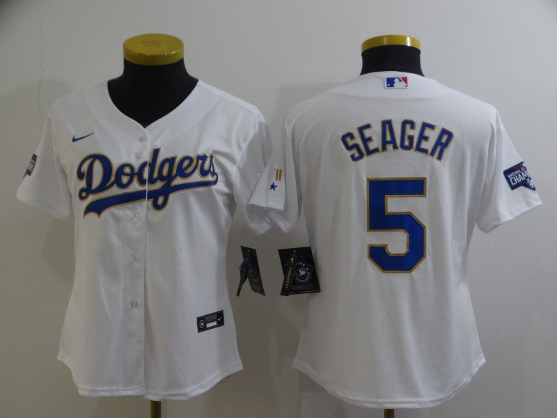 Los Angeles Dodgers #5 SEAGER White Champion Women MLB Jersey