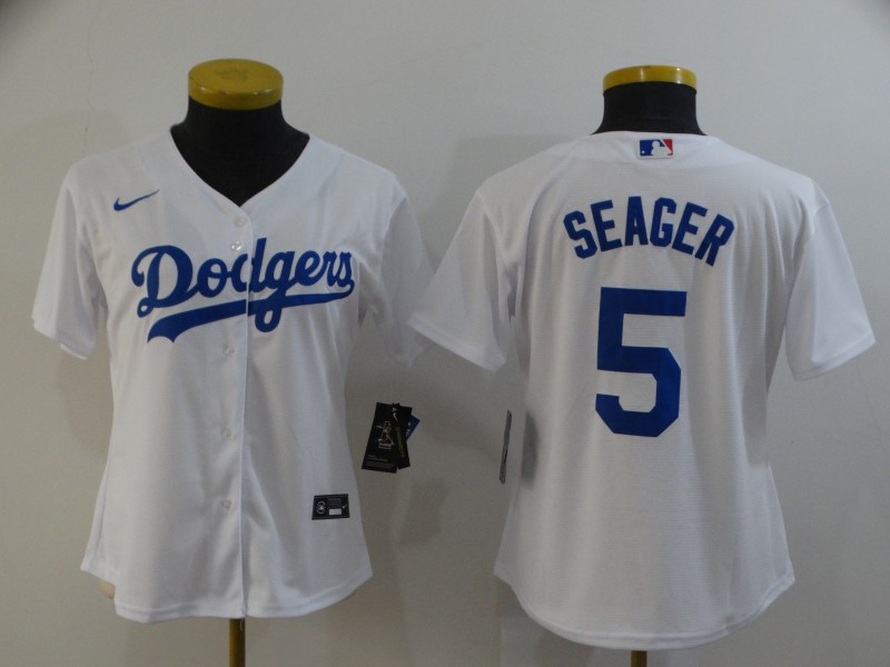 Los Angeles Dodgers #5 SEAGER White Women MLB Jersey