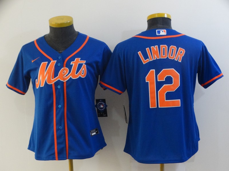 New York Mets #12 LINDOR Blue Women MLB Jersey