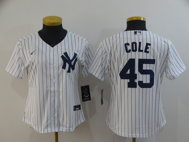 New York Yankees #45 COLE White Women MLB Jersey