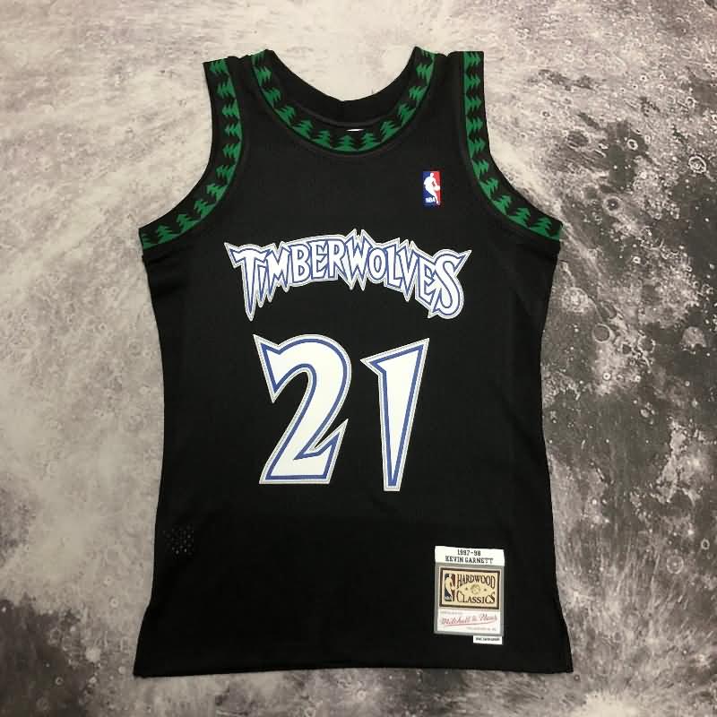Minnesota Timberwolves 1997/98 Black Classics Basketball Jersey (Hot Press)