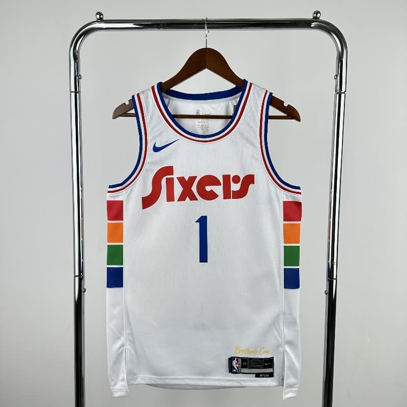 Philadelphia 76ers 24/25 White City Basketball Jersey (Hot Press)