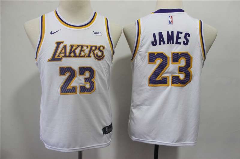 Los Angeles Lakers White JAMES #23 Young NBA Jersey (Stitched)