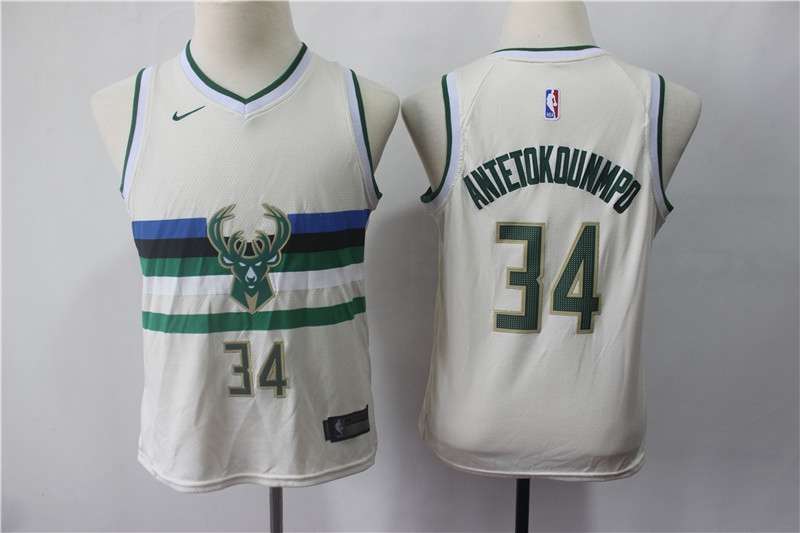 Milwaukee Bucks White ANTETOKOUNMPO #34 Young City NBA Jersey (Stitched)