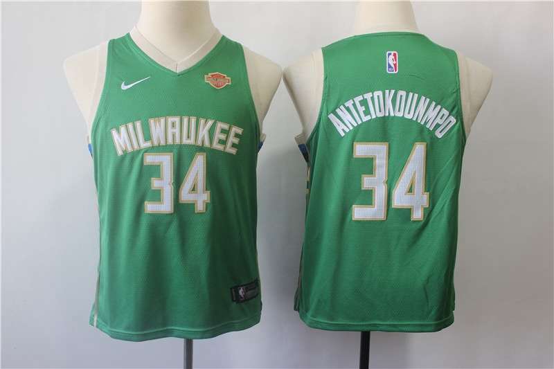 Milwaukee Bucks Green ANTETOKOUNMPO #34 Young NBA Jersey (Stitched)