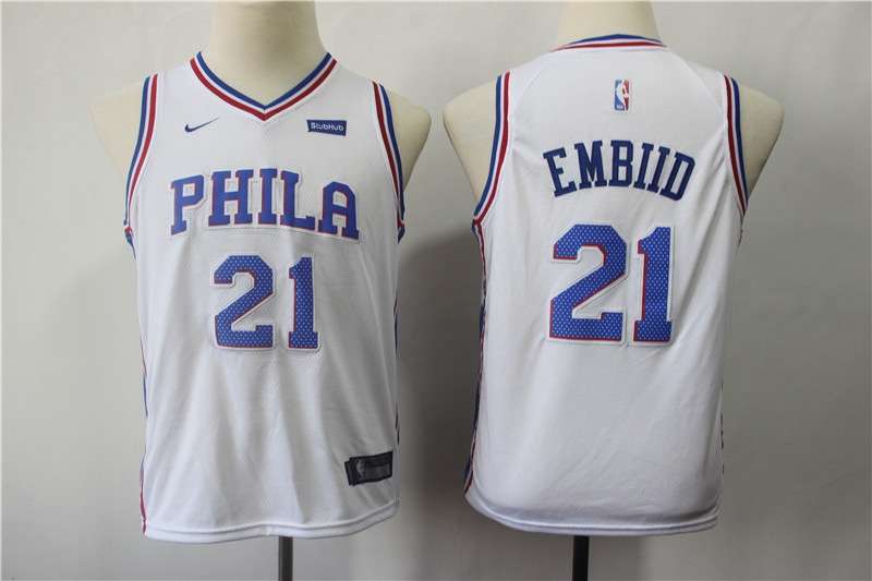 Philadelphia 76ers White EMBIID #21 Young NBA Jersey (Stitched)