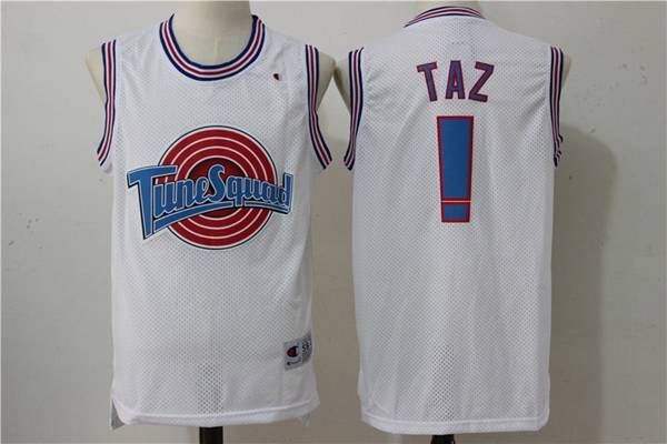 Movie Space Jam White #! TAZ Basketball Jersey (Stitched)