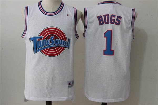 Movie Space Jam White #1 BUGS Basketball Jersey (Stitched)