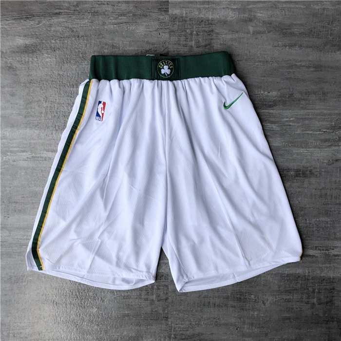 Boston Celtics White NBA Shorts 02