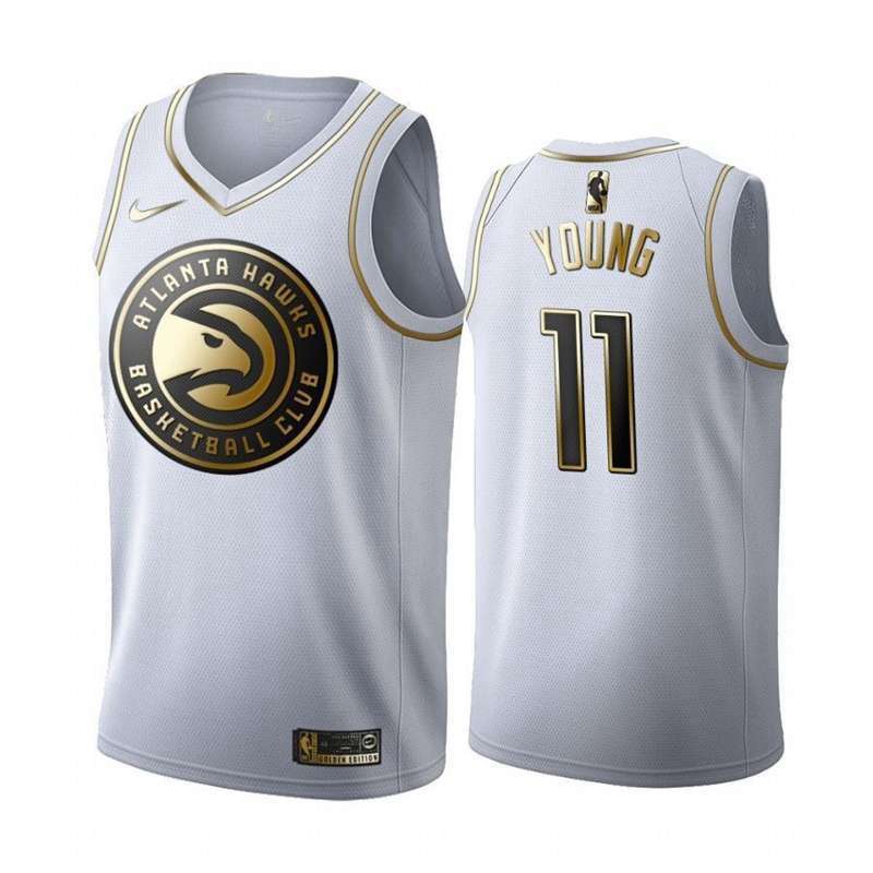 Atlanta Hawks 2020 White Gold #11 YOUNG Basketball Jersey (Stitched)