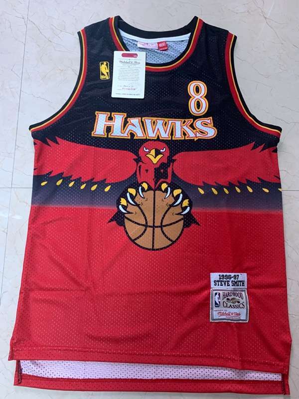 Atlanta Hawks Black Red #8 SMITH Classics Basketball Jersey (Stitched)