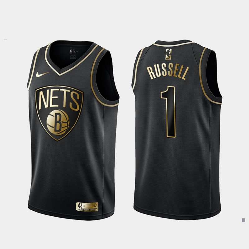 Brooklyn Nets 2020 Black Gold #1 RUSSELL Basketball Jersey (Stitched)