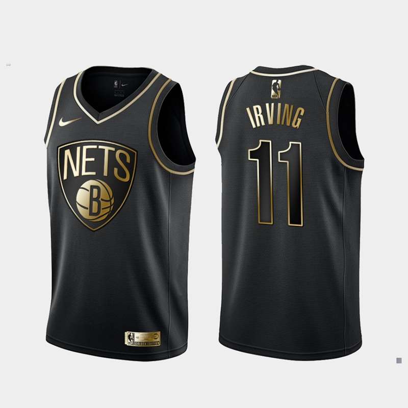 Brooklyn Nets 2020 Black Gold #11 IRVING Basketball Jersey (Stitched)