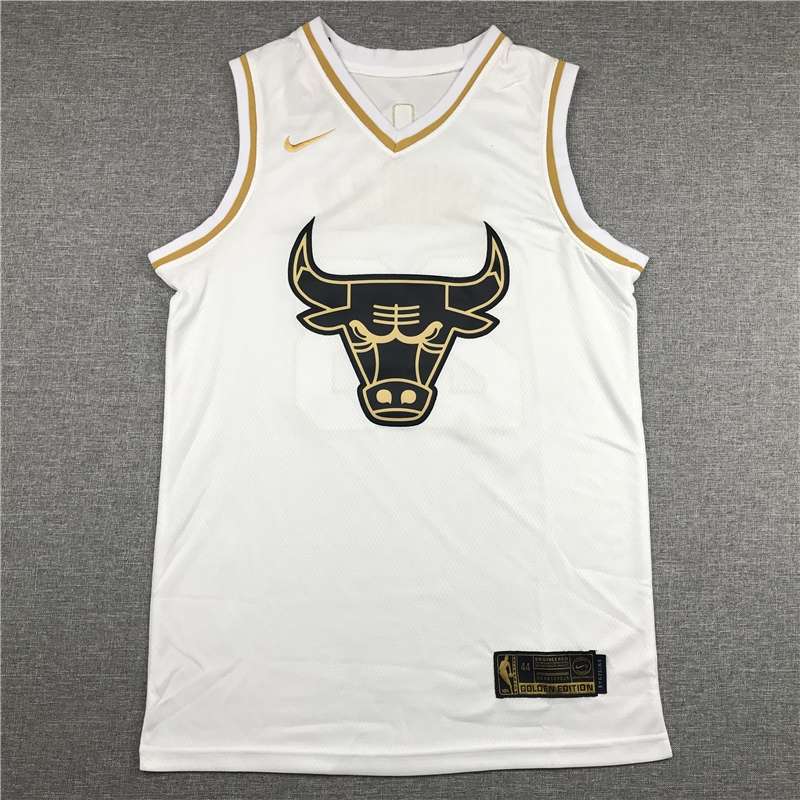 Chicago Bulls 2020 White Gold #23 JORDAN Basketball Jersey (Stitched)
