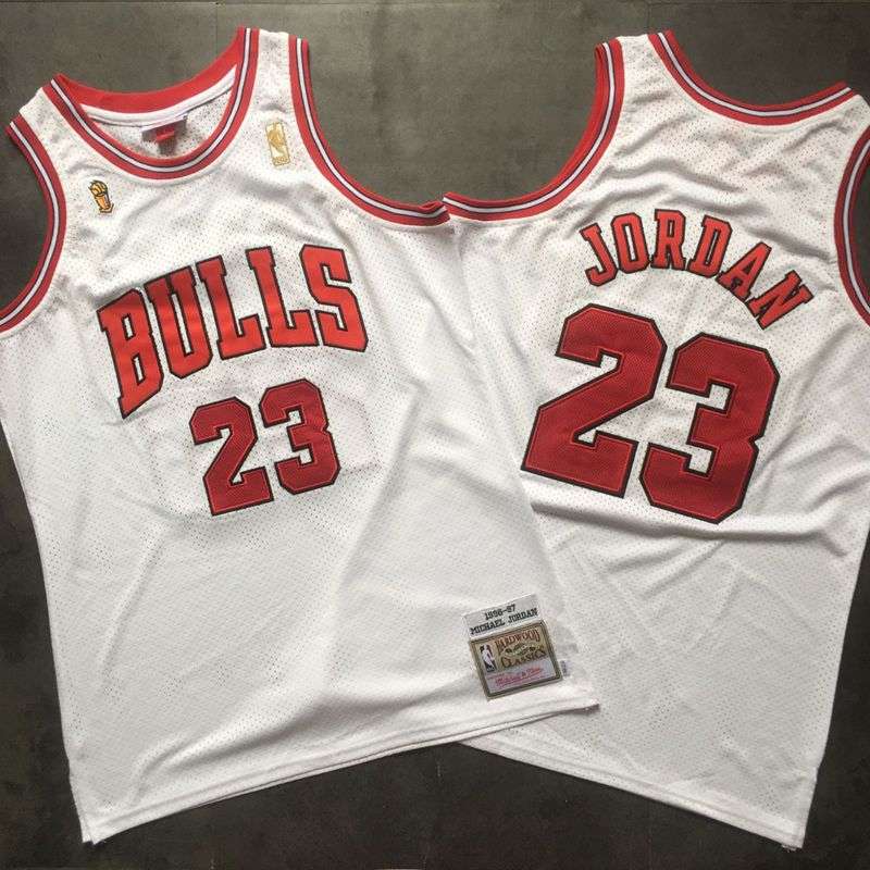 Chicago Bulls 1996/97 White #23 JORDAN Champion Classics Basketball Jersey (Closely Stitched)