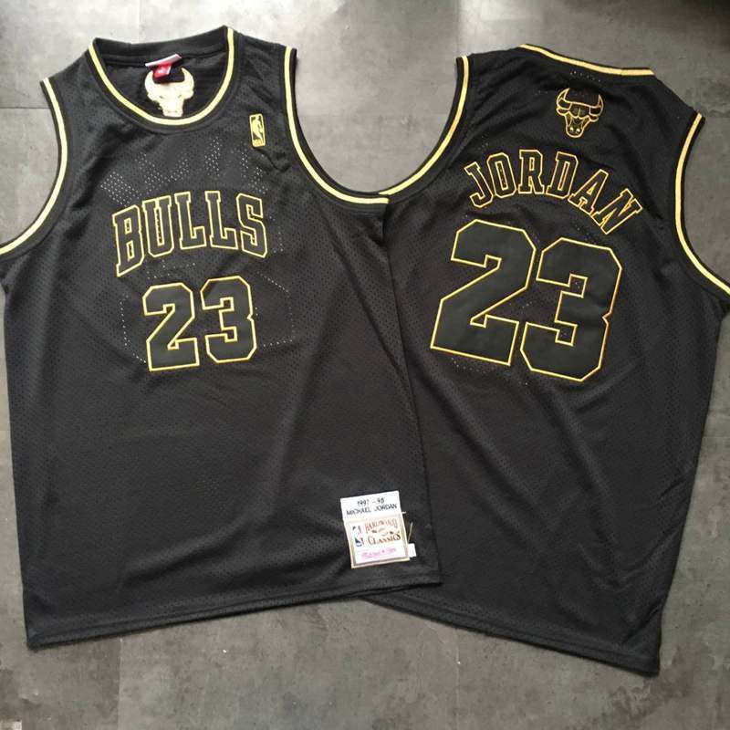 Chicago Bulls 1997/98 Black Gold #23 JORDAN Classics Basketball Jersey (Closely Stitched)