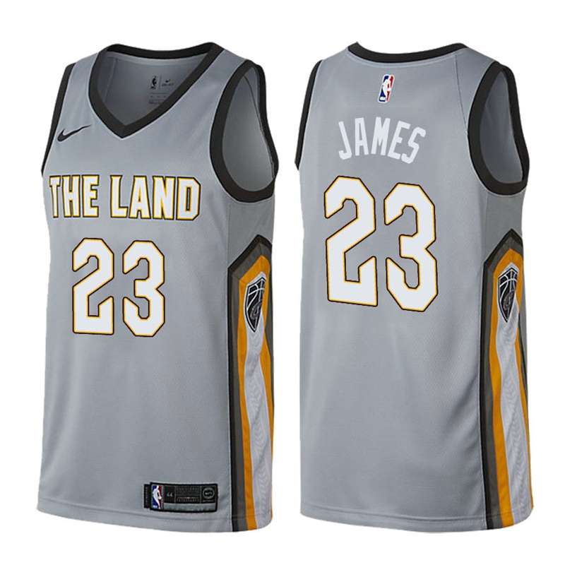 Cleveland Cavaliers Grey #23 JAMES City Basketball Jersey (Stitched)