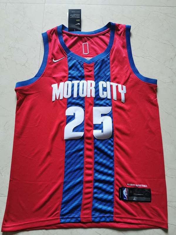 Detroit Pistons 2020 Red #25 ROSE City Basketball Jersey (Stitched)