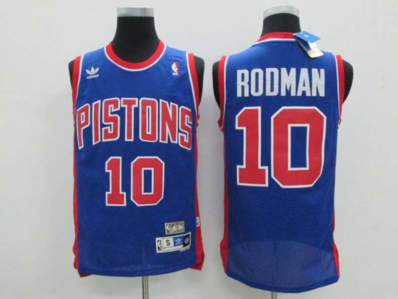 Detroit Pistons Blue #10 RODMAN Classics Basketball Jersey (Stitched)