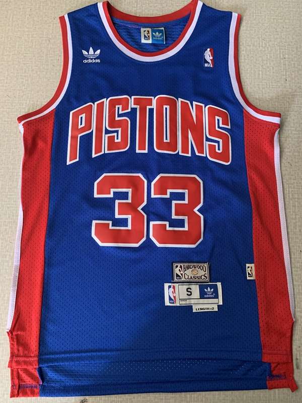 Detroit Pistons Blue #33 HILL Classics Basketball Jersey (Stitched)