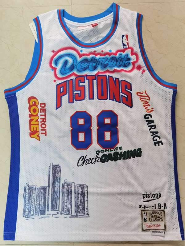 Detroit Pistons White #88 DON Basketball Jersey (Stitched)