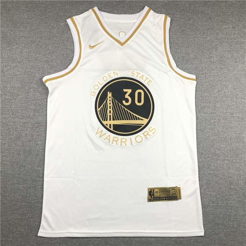 Golden State Warriors 2020 White Gold #30 CURRY Basketball Jersey (Stitched)