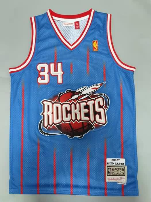 Houston Rockets 1996/97 Blue #34 OLAJUWON Classics Basketball Jersey (Stitched)