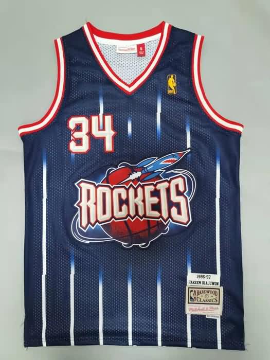 Houston Rockets 1996/97 Dark Blue #34 OLAJUWON Classics Basketball Jersey (Stitched)
