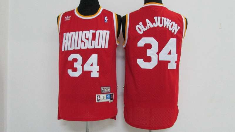 Houston Rockets Red #34 OLAJUWON Classics Basketball Jersey 02 (Stitched)