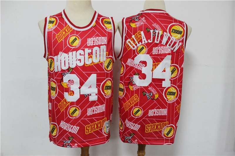 Houston Rockets Red #34 OLAJUWON Classics Basketball Jersey 03 (Stitched)