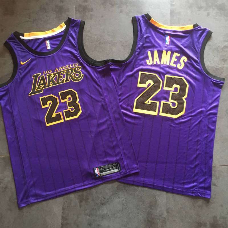 Los Angeles Lakers 2019 Purple #23 JAMES City Basketball Jersey (Closely Stitched)