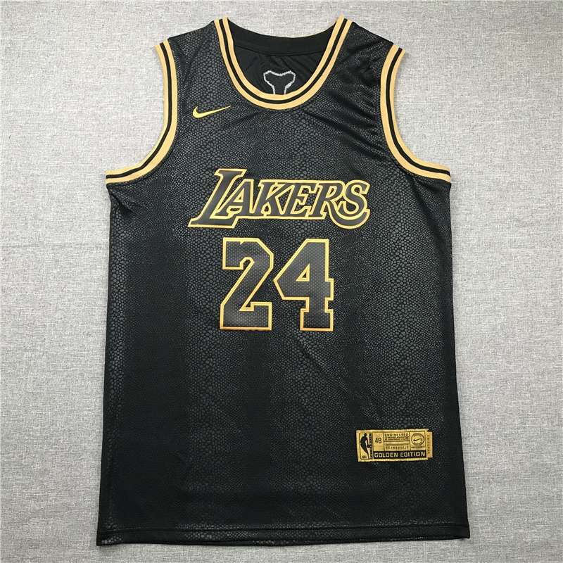 Los Angeles Lakers 2020 Black Gold #24 BRYANT Basketball Jersey 02 (Stitched)