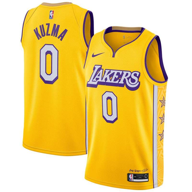 Los Angeles Lakers 2020 Yellow #0 KUZMA City Basketball Jersey (Stitched)