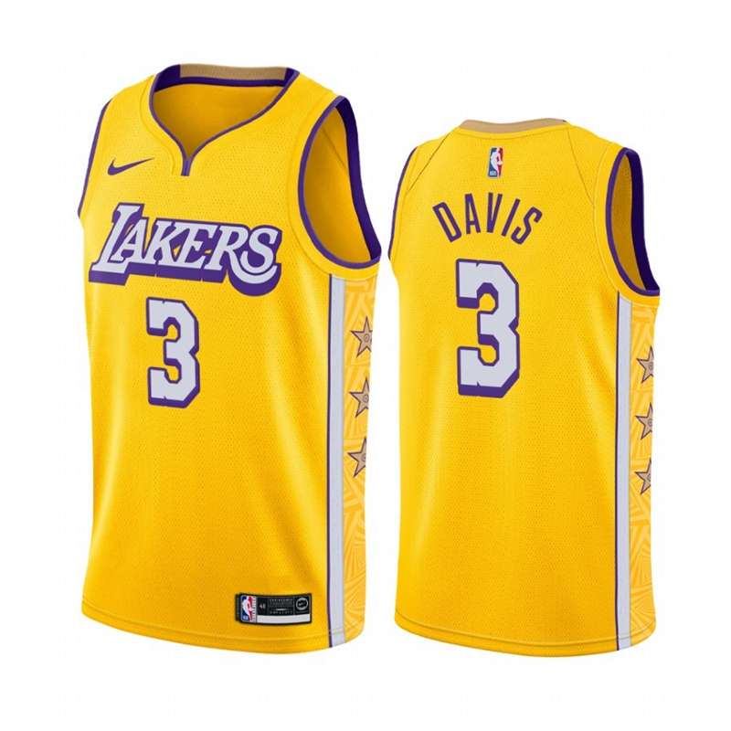 Los Angeles Lakers 2020 Yellow #3 DAVIS City Basketball Jersey (Stitched)