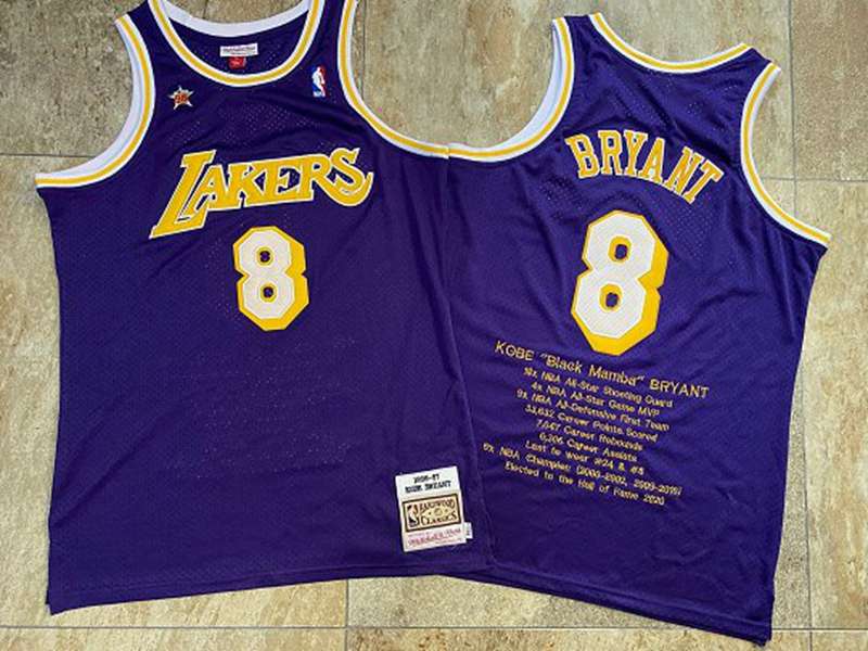 Los Angeles Lakers 1998 Purple #8 BRYANT ALL-STAR Classics Basketball Jersey 02 (Closely Stitched)