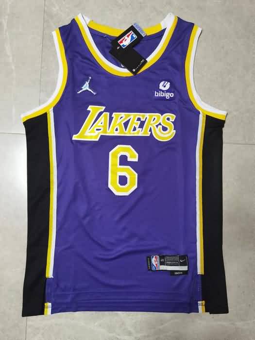 Los Angeles Lakers 21/22 Purple #6 JAMES AJ Basketball Jersey (Stitched)