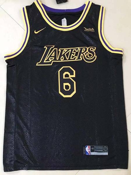 Los Angeles Lakers Black #6 JAMES Basketball Jersey (Stitched)