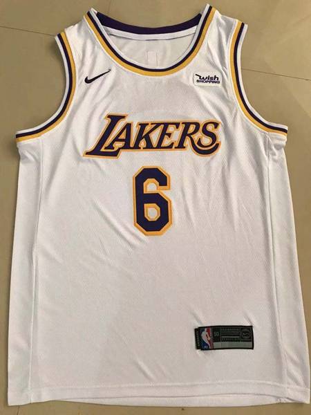 Los Angeles Lakers White #6 JAMES Basketball Jersey (Stitched)
