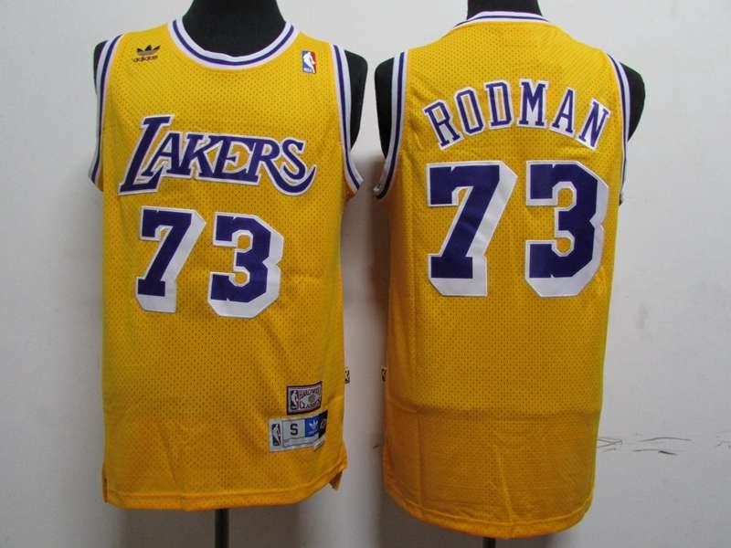 Los Angeles Lakers Yellow #73 RODMAN Classics Basketball Jersey (Stitched)