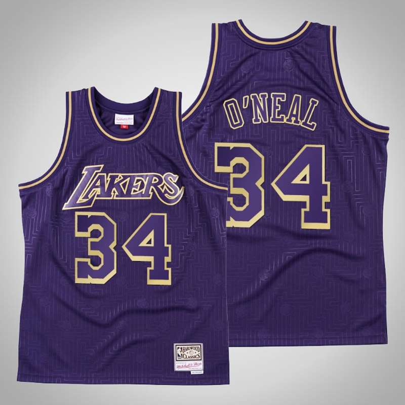 Los Angeles Lakers Purple #34 ONEAL Basketball Jersey (Stitched)